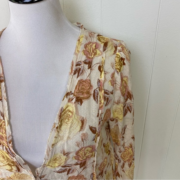 Free People Intimately Everything's Rosy Bodysuit In Tea Combo SZ XS Bell Sleeve - Picture 3 of 16